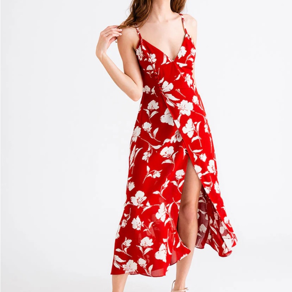 Brand new petite studio red floral dress